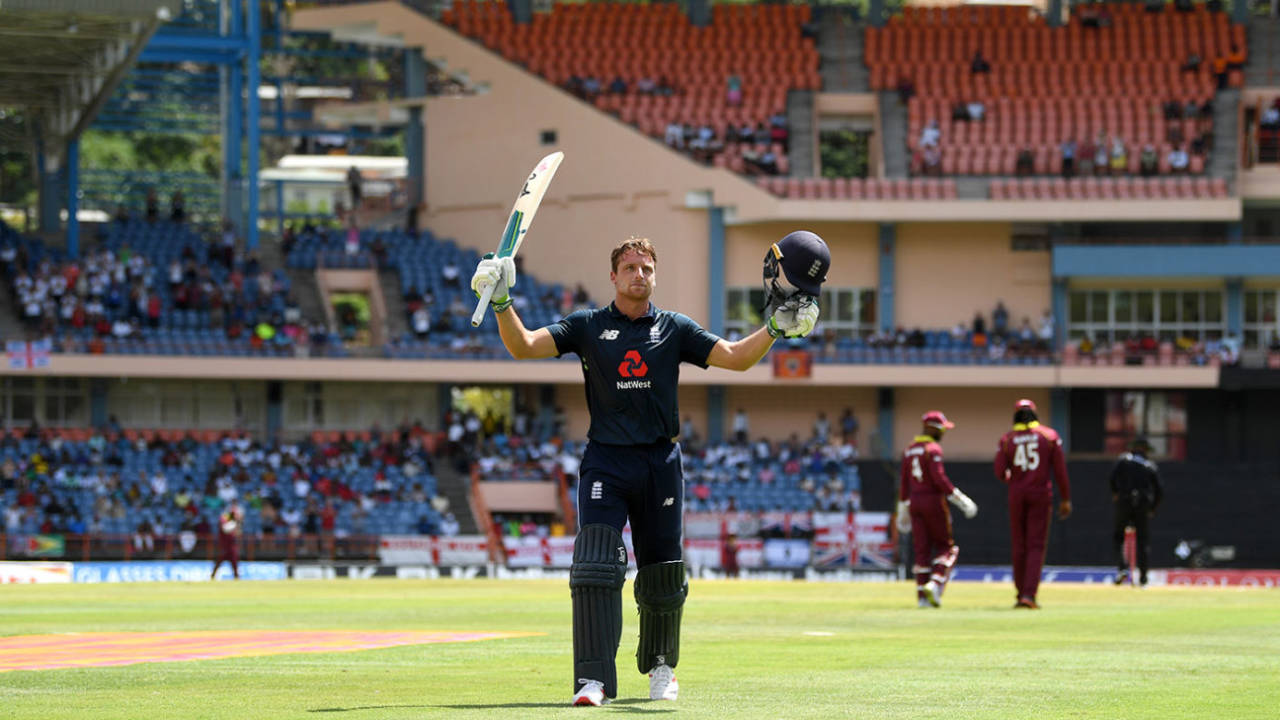 Jos Buttler leaves the field after his 150 from 77 balls, West Indies v England, 4th ODI, Grenada