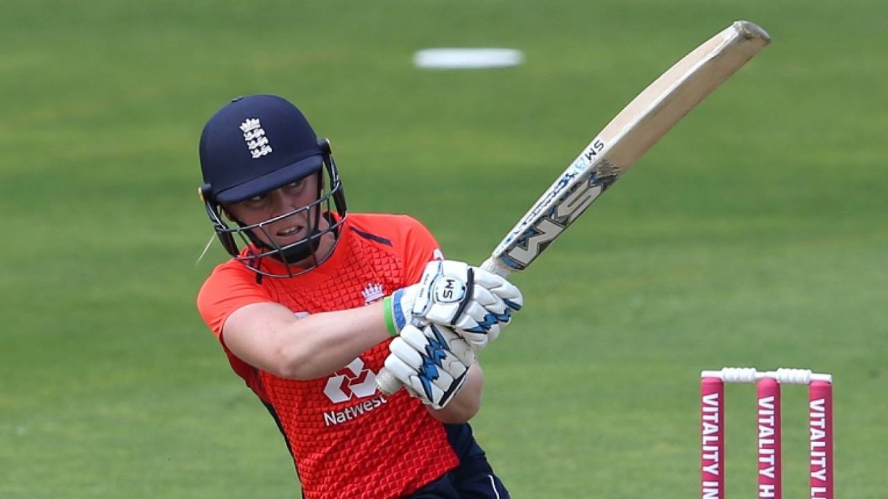 Heather Knight smashes one over the leg-side field
