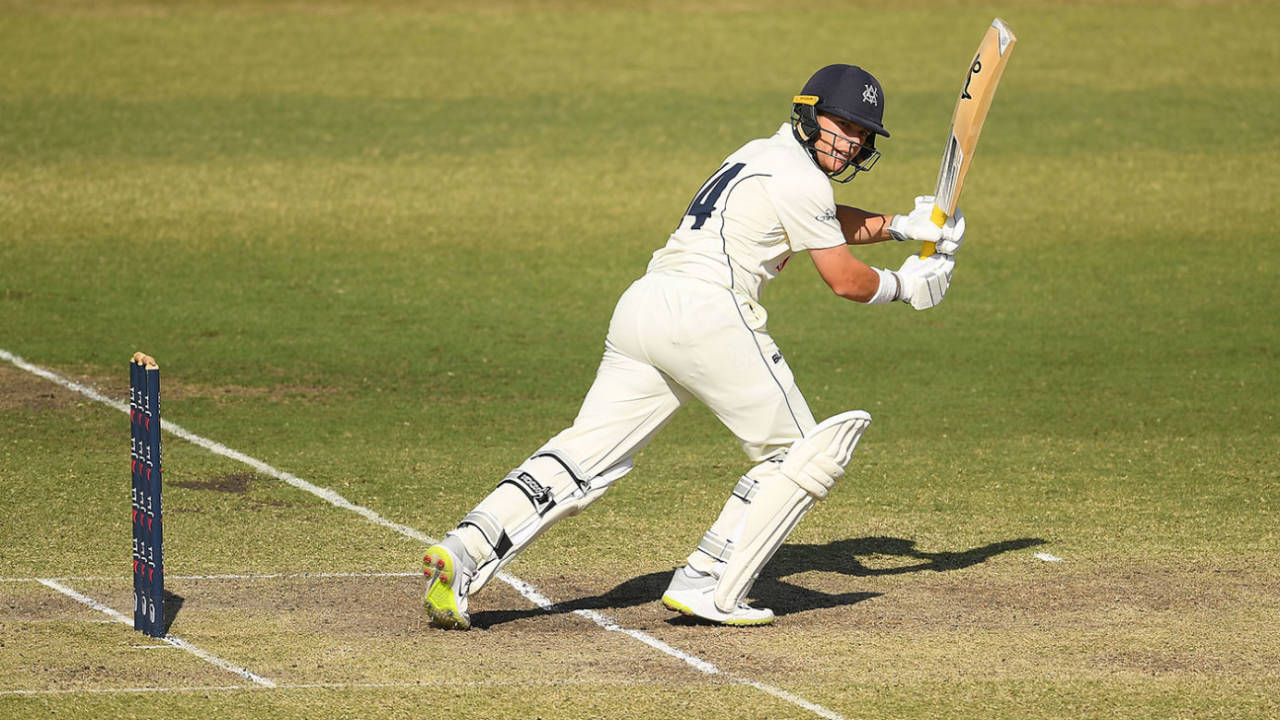 Marcus Harris works off his pads, Victoria v Queensland, Sheffield Shield, Melbourne, February 26, 2019
