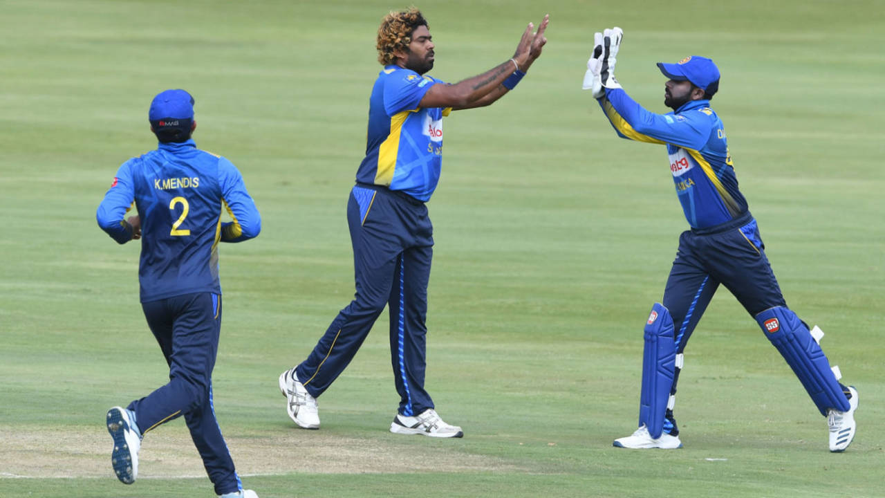 Lasith Malinga celebrates after a wicket, South Africa v Sri Lanka, 2nd ODI, Centurion, February 6, 2019