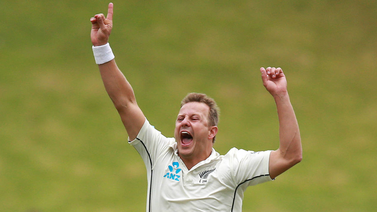 Neil Wagner is pumped up after taking a wicket, New Zealand v Bangladesh, 2nd Test, Wellington, 3rd day, March 10, 2019