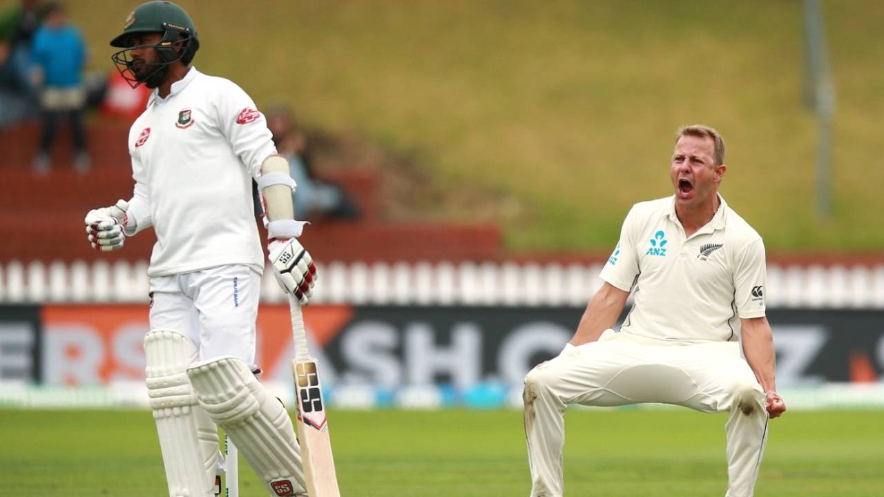 Neil Wagner is pumped up after dismissing Mohammad Mithun, New Zealand v Bangladesh, 2nd Test, Wellington, 3rd day, March 10, 2019