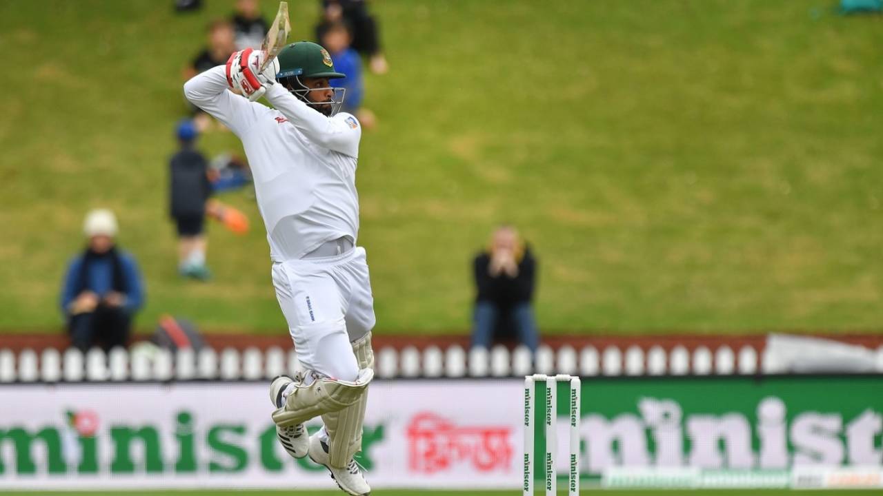 Tamim Iqbal is airborne while working one square off the wicket&nbsp;&nbsp;&bull;&nbsp;&nbsp;Getty Images