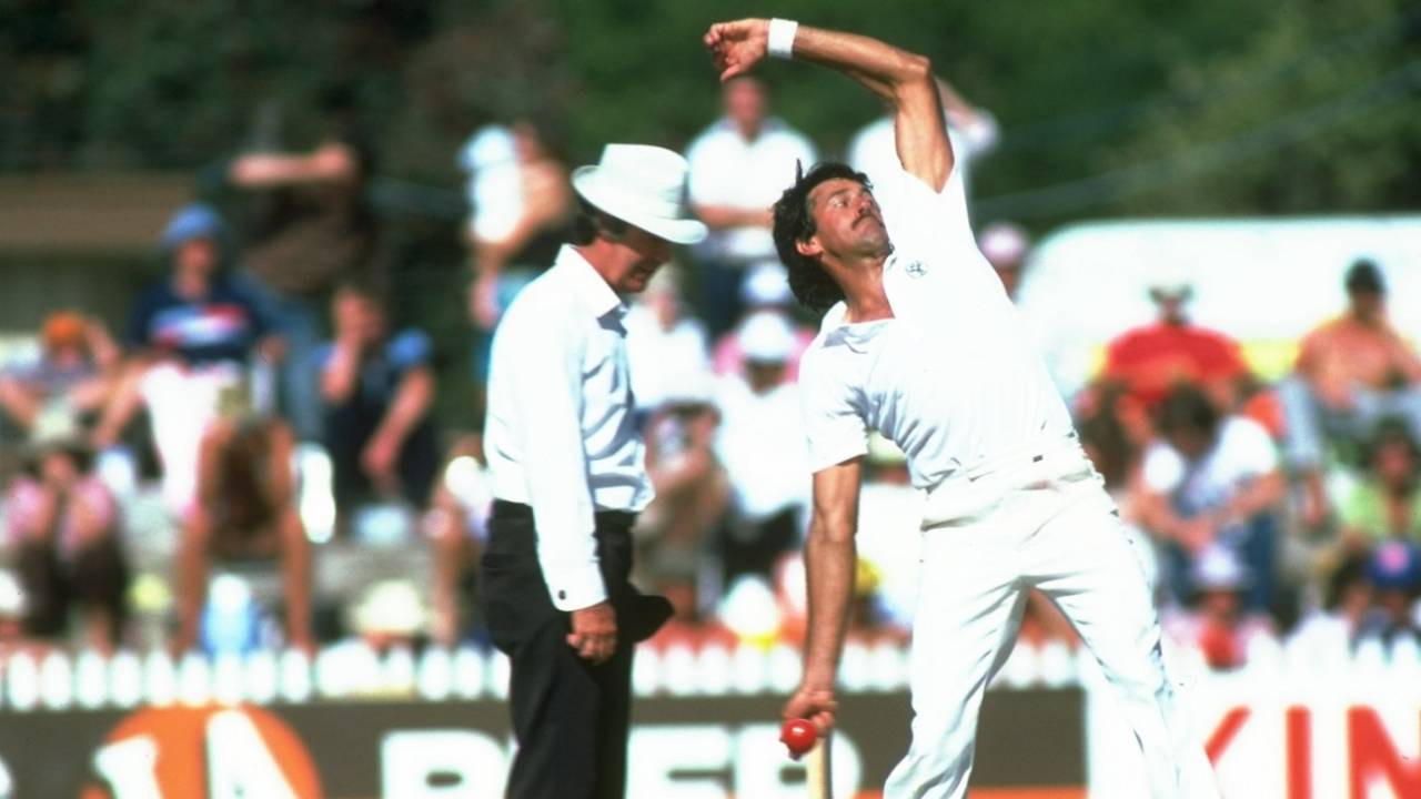 Bruce Yardley bowls during the Third Test match against England, the Ashes, Adelaide Oval, December 15, 1982, Adelaide