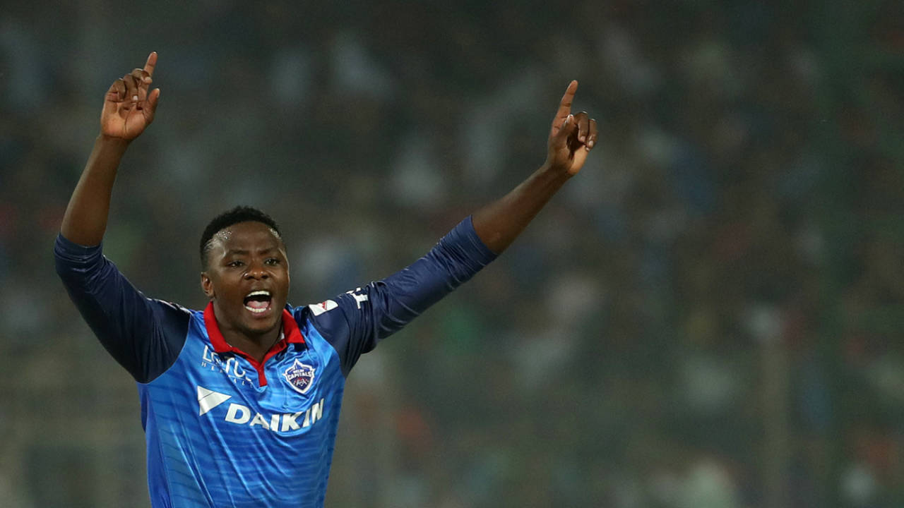 Kagiso Rabada is elated after dismissing Chris Lynn, Delhi Capitals v Kolkata Knight Riders, IPL 2019, Delhi, March 30, 2019