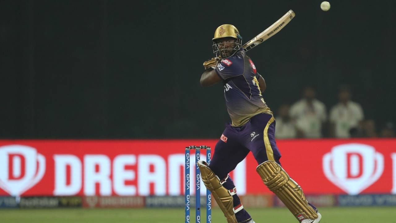 Andre Russell goes for the big one, Delhi Capitals v Kolkata Knight Riders, IPL 2019, Delhi, March 30, 2019 