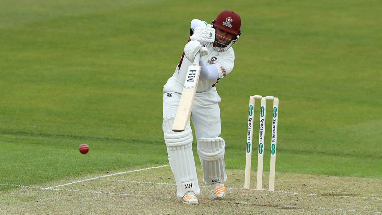 Ricardo Vasconcelos leans into a drive, Northants v Middlesex, County Championship Division Two, Wantage Road, April 5, 2019