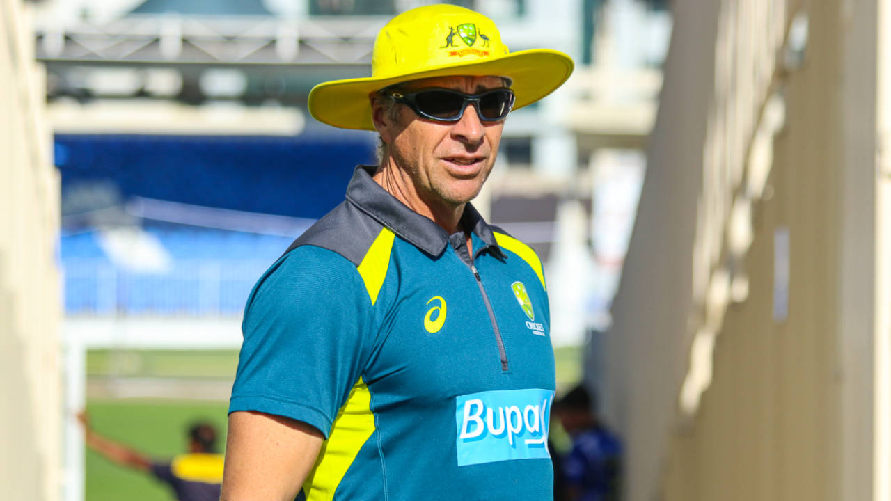Bowling coach Troy Cooley observes an Australia net session, Sharjah, March 20, 2019