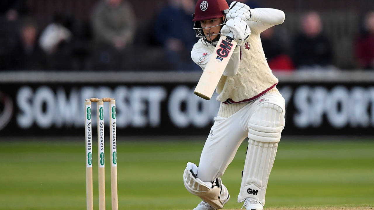 George Bartlett punches into the off side, Somerset v Kent, County Championship, Division One, Taunton, April 7, 2019