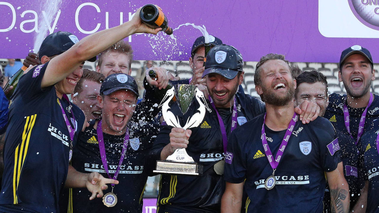 Hampshire celebrate victory in the Royal London Cup final, June 30, 2018