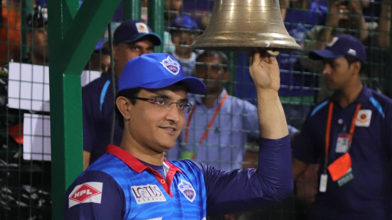 Sourav Ganguly rings the bell, Delhi Capitals v Mumbai Indians, IPL 2019, Delhi, April 18, 2019
