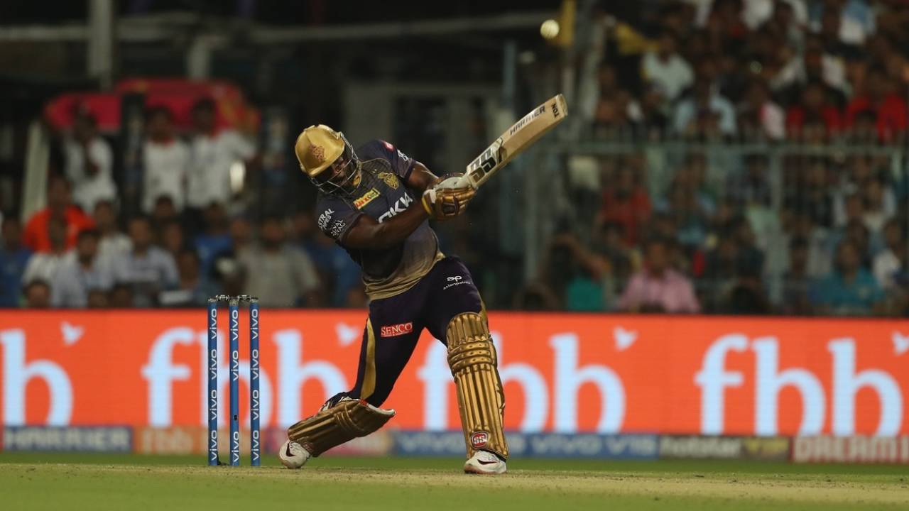 Andre Russell smashes one down the ground&nbsp;&nbsp;&bull;&nbsp;&nbsp;BCCI