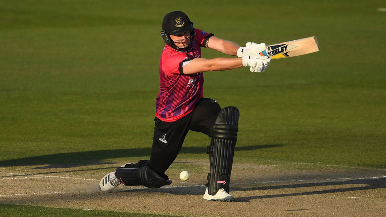 Luke Wright stretches out to drive, Sussex v Surrey, Royal London Cup, South Group, Hove, April 19, 2019