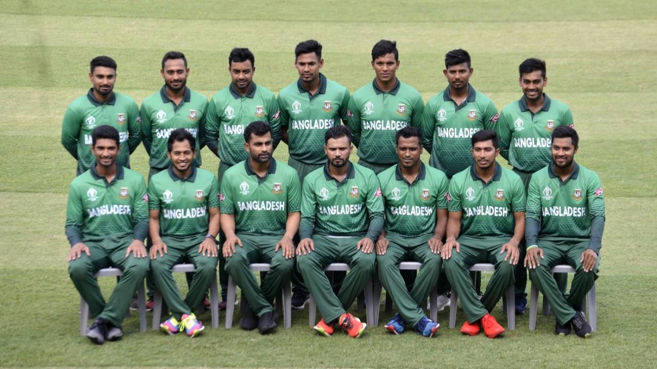 The official Bangladesh team photograph, with only 14 of the 15 players in it