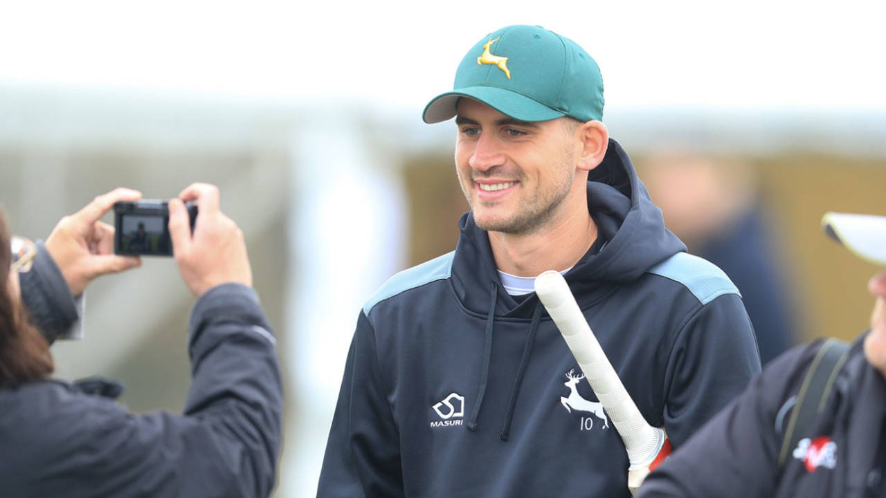 Alex Hales smiles for the camera ahead of his Nottinghamshire comeback&nbsp;&nbsp;&bull;&nbsp;&nbsp;Getty Images