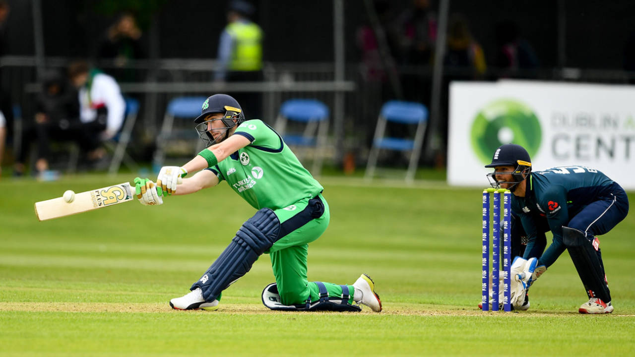Andy Balbirnie latches on to a full toss, Ireland v England, only ODI, Malahide, May 3, 2019