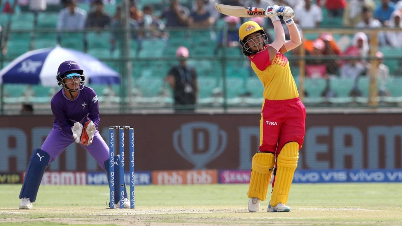 Harleen Deol plays a lofted shot, Trailblazers v Velocity, Women's T20 Challenge, Jaipur, May 8, 2019