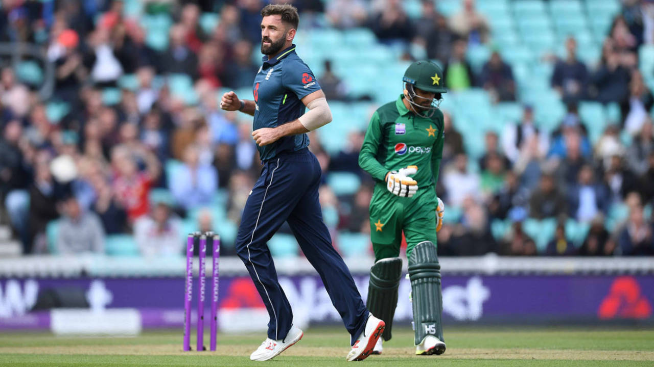 Liam Plunkett celebrates dismissing Babar Azam, England v Pakistan, 1st ODI, The Kia Oval, London, May 8, 2019