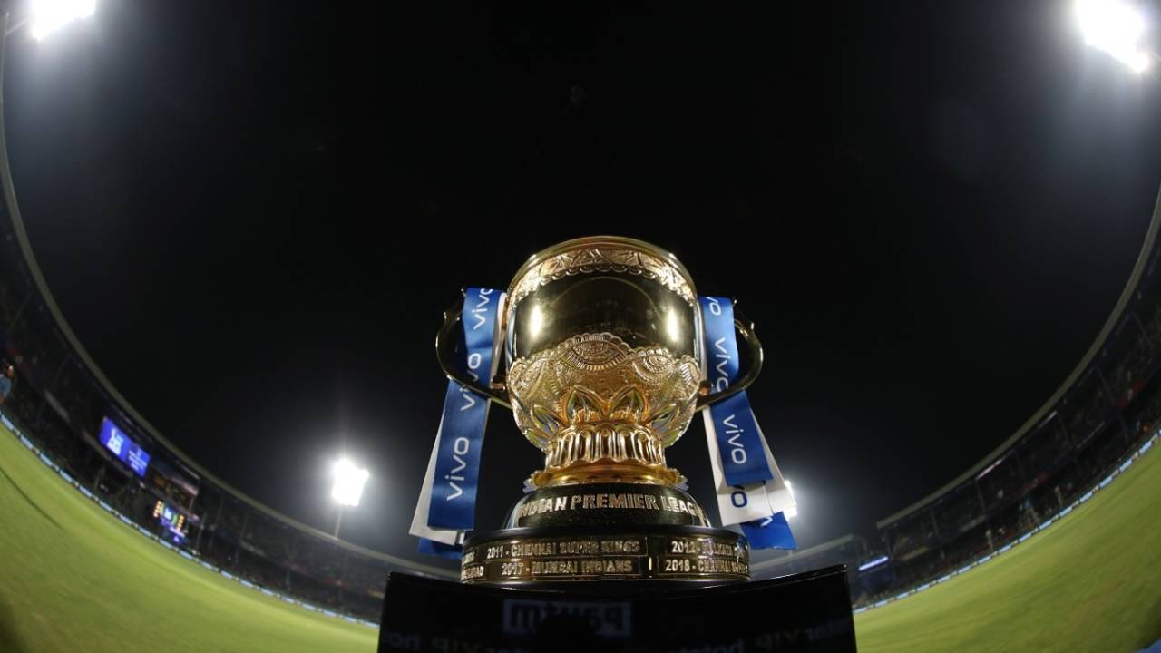 The IPL trophy kept along the boundary line, Delhi Capitals v Sunrisers Hyderabad, IPL 2019 Eliminator, Vishakhapatnam, May 8, 2019