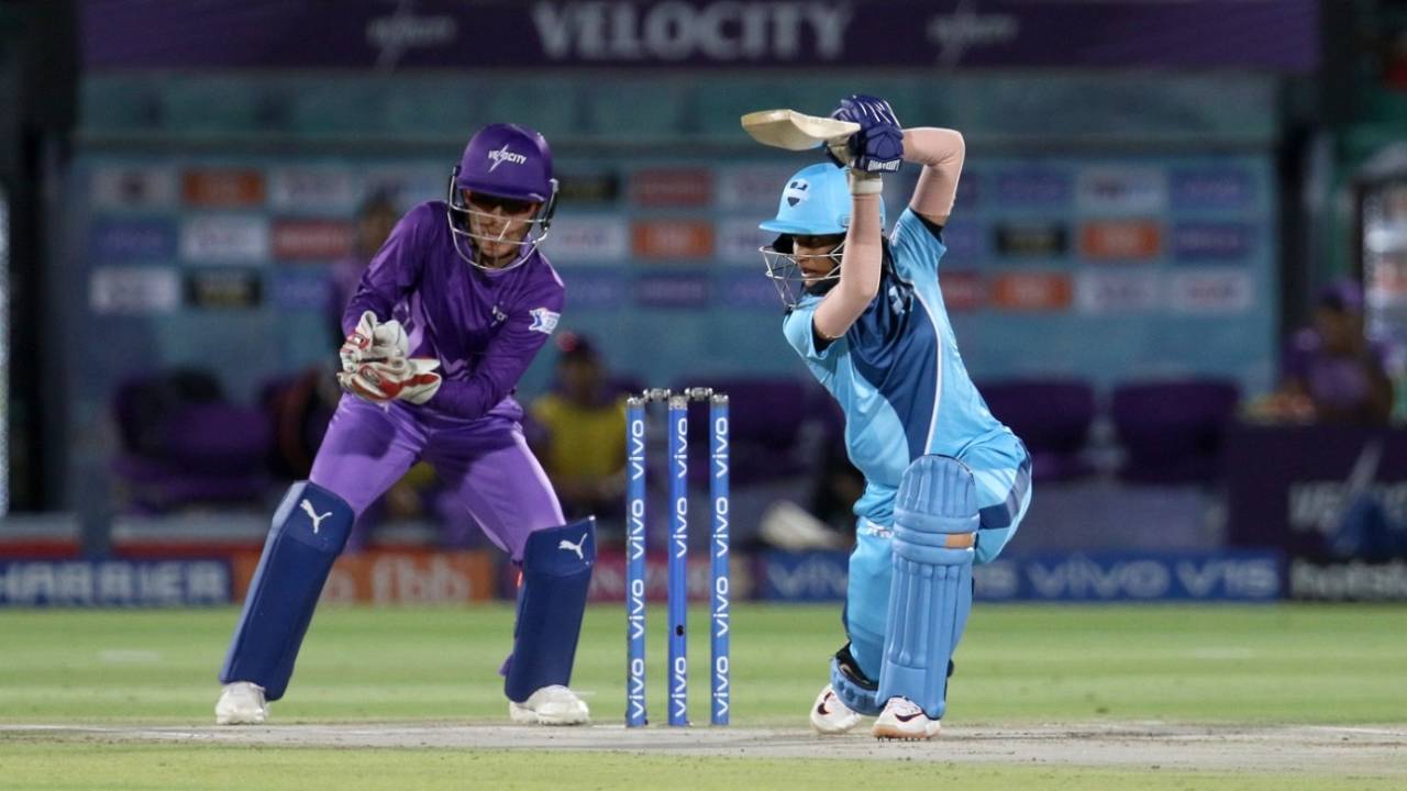 Jemimah Rodrigues drives through the off side, Velocity v Supernovas, Women's T20 Challenge, Jaipur, May 9, 2019