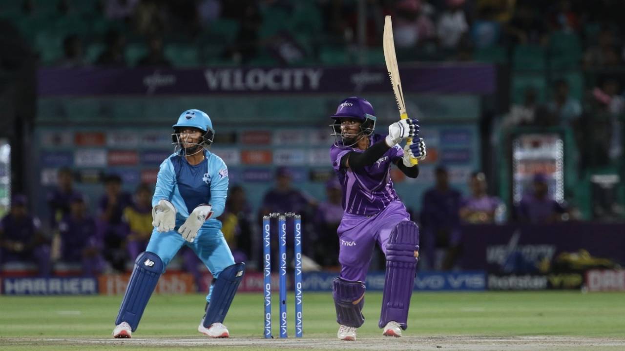 Mithali Raj drives through cover, Supernovas v Velocity, Women's T20 Challenger, May 9, 2019