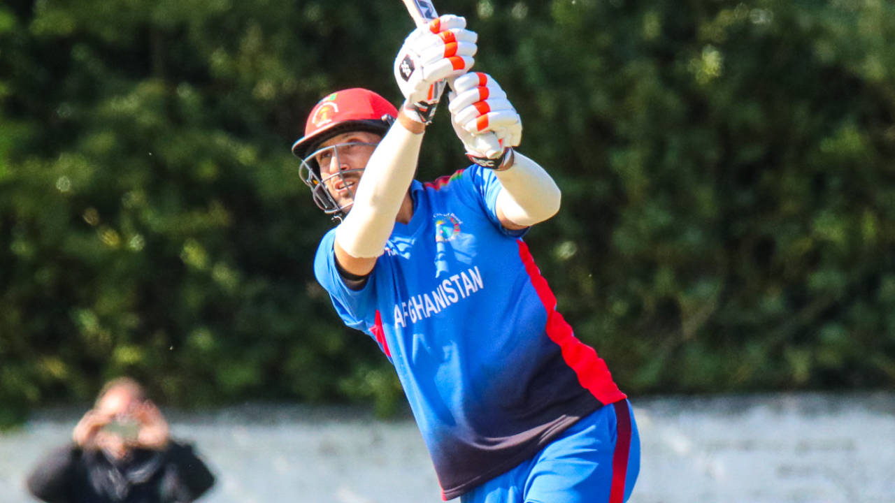Rahmat Shah drives elegantly over mid-off for six, Scotland v Afghanistan, 2nd ODI, Edinburgh, May 10, 2019
