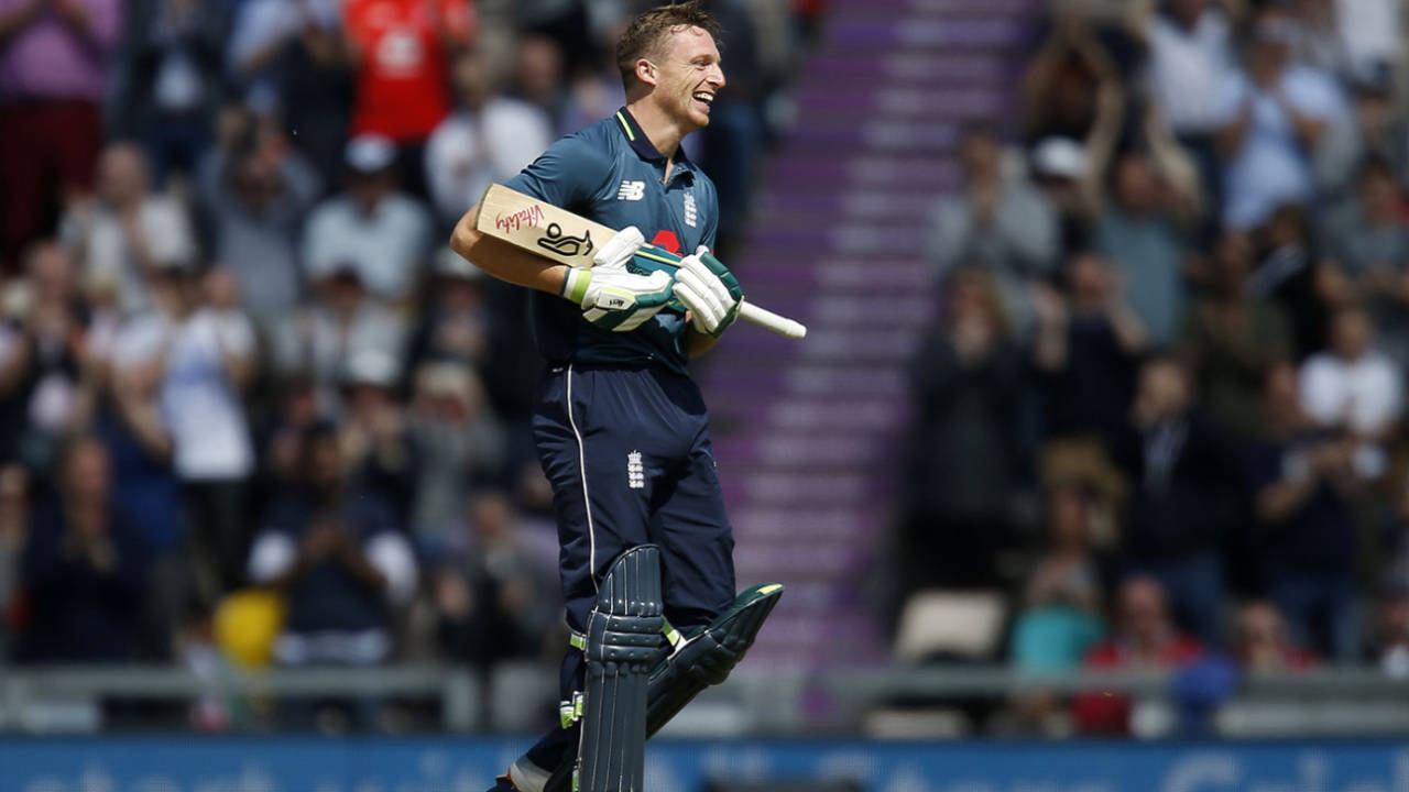 Jos Buttler brings out a baby-rocking celebration for this hundred, England v Pakistan, 2nd ODI, Ageas Bowl, May 11, 2019