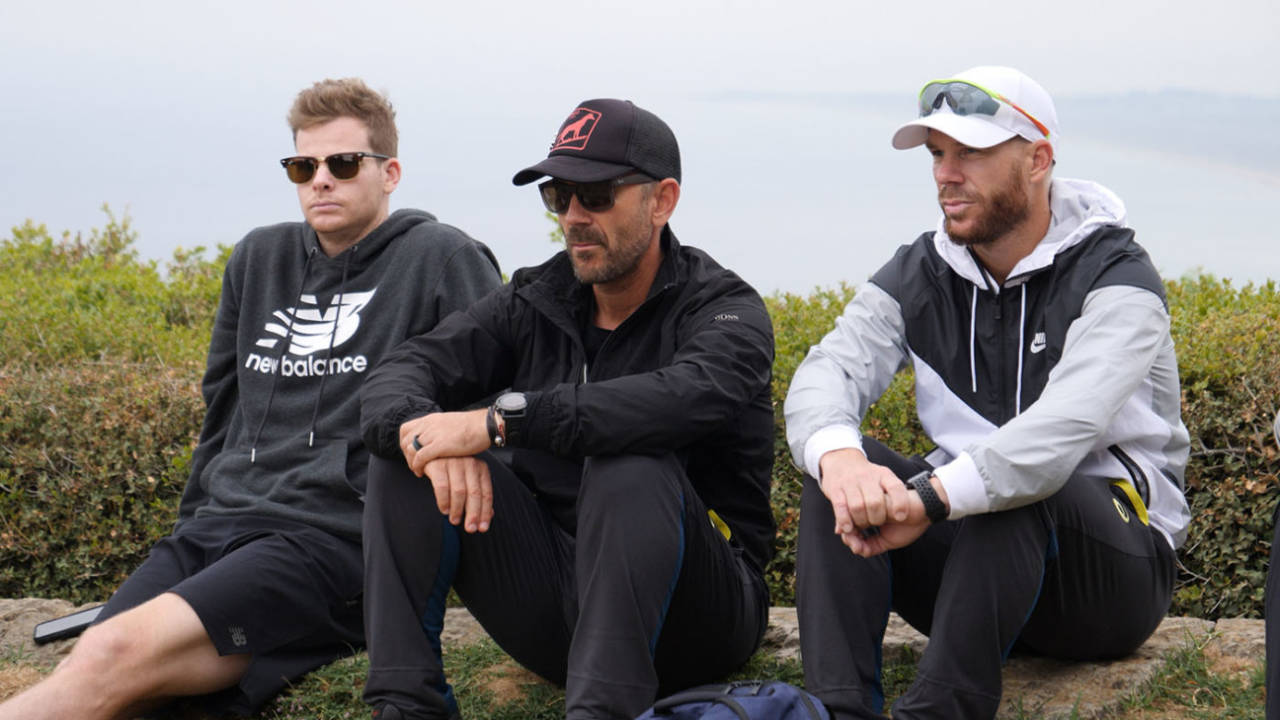 Steven Smith, Justin Langer and David Warner during the Australia World Cup squad's trip to Gallipoli, Gallipoli, May 16, 2019, 