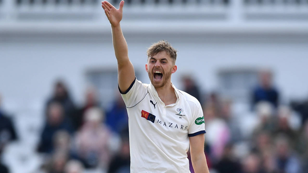 Ben Coad appeals for a wicket, Notts v Yorkshire, County Championship Division One, Trent Bridge, April 5, 2019