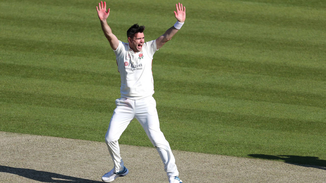 James Anderson appeals, Middlesex v Lancashire, County Championship Division Two, Lord's, April 11, 2019