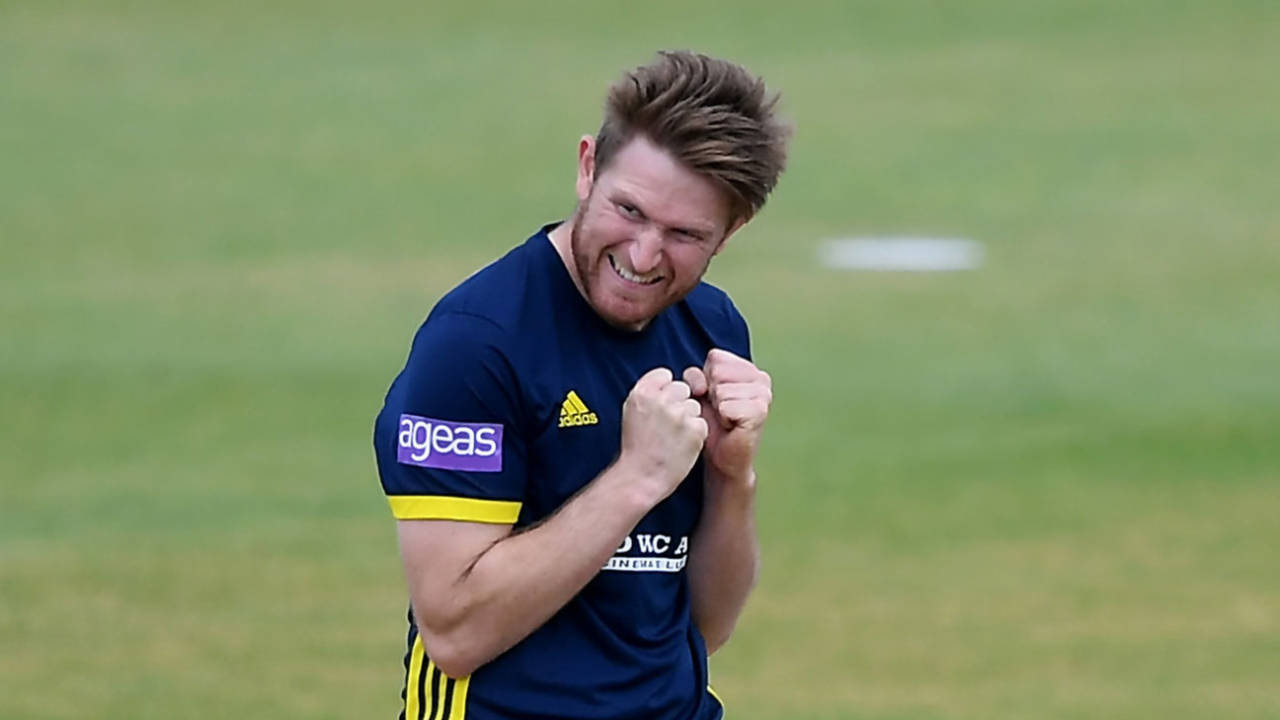 Liam Dawson celebrates another wicket for Hampshire, May 12, 2019