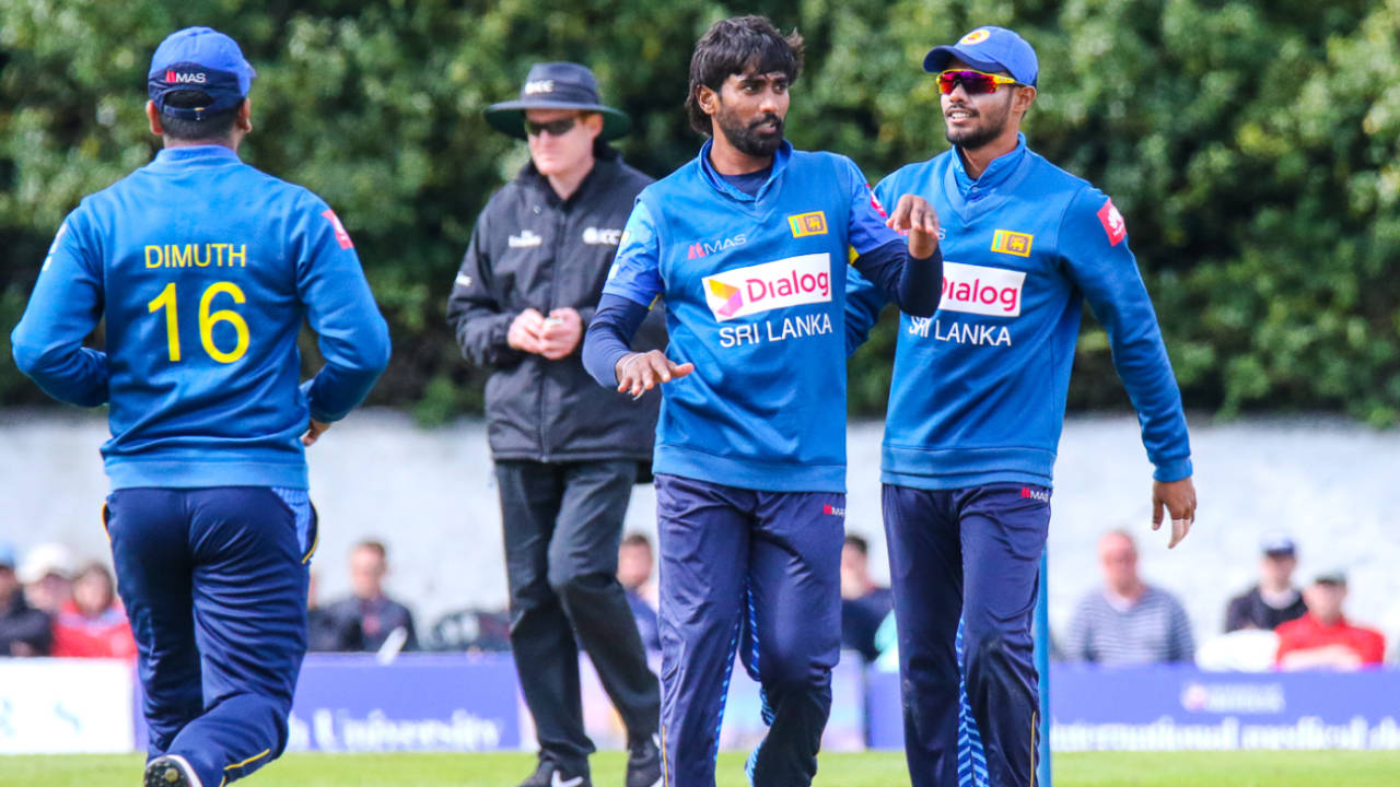 Nuwan Pradeep celebrates after taking his second wicket of the day, Scotland v Sri Lanka, 2nd ODI, Edinburgh, May 21, 2019