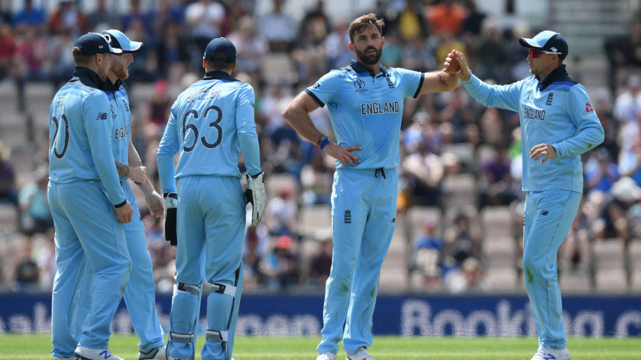Liam Plunkett celebrates a wicket with his teammates, England v Australia, World Cup warm-up, Southampton, May 25, 2019&nbsp;&nbsp;&bull;&nbsp;&nbsp;Getty Images