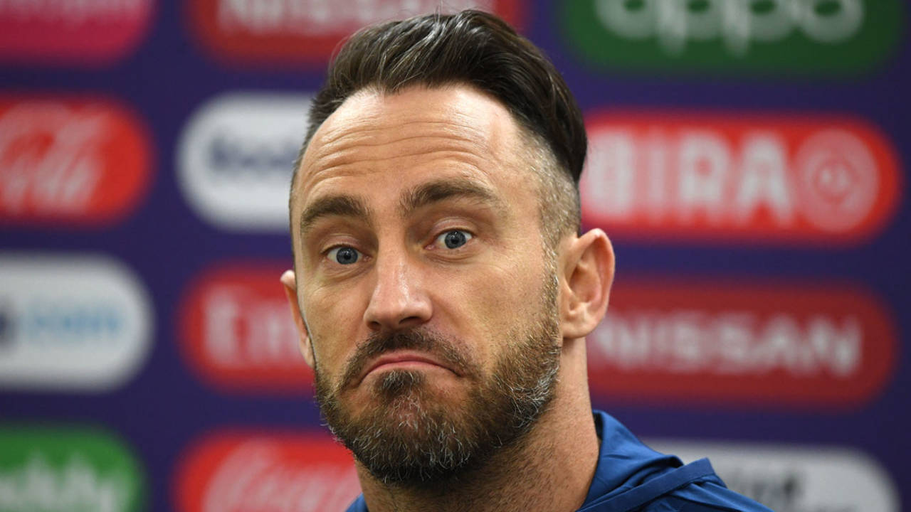Faf du Plessis faces the media ahead of South Africa's World Cup match against England at The Oval, May 29, 2019 