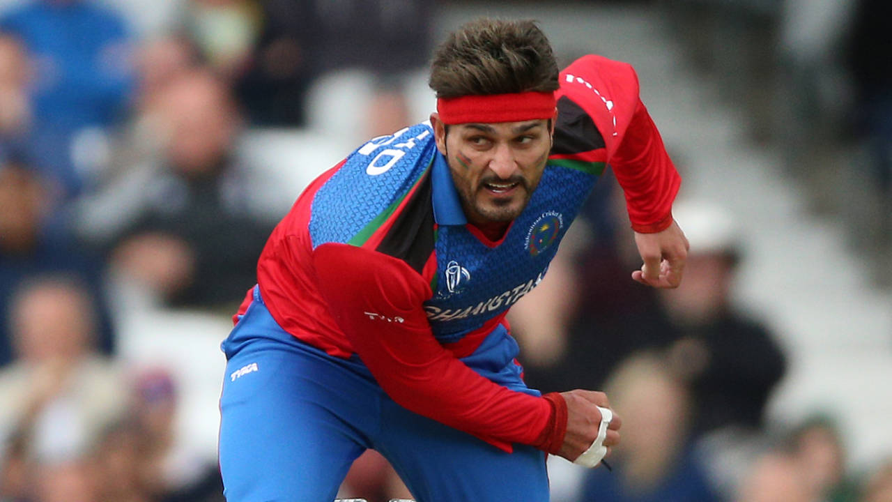 Hamid Hassan bowls, World Cup 2019 warm-up, Afghanistan v England, The Oval, London, May 27, 2019