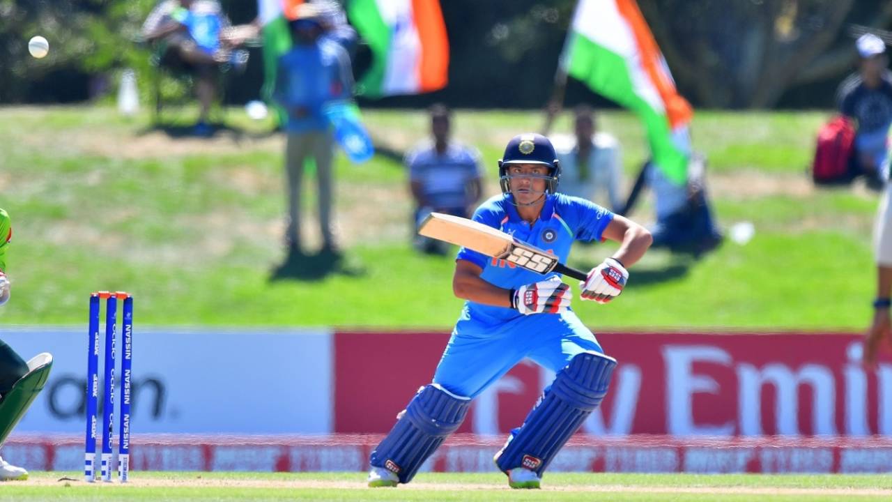 Shubman Gill steers one through the off side, Pakistan v India, U-19 World Cup semi-final, Christchurch, January 30, 2018