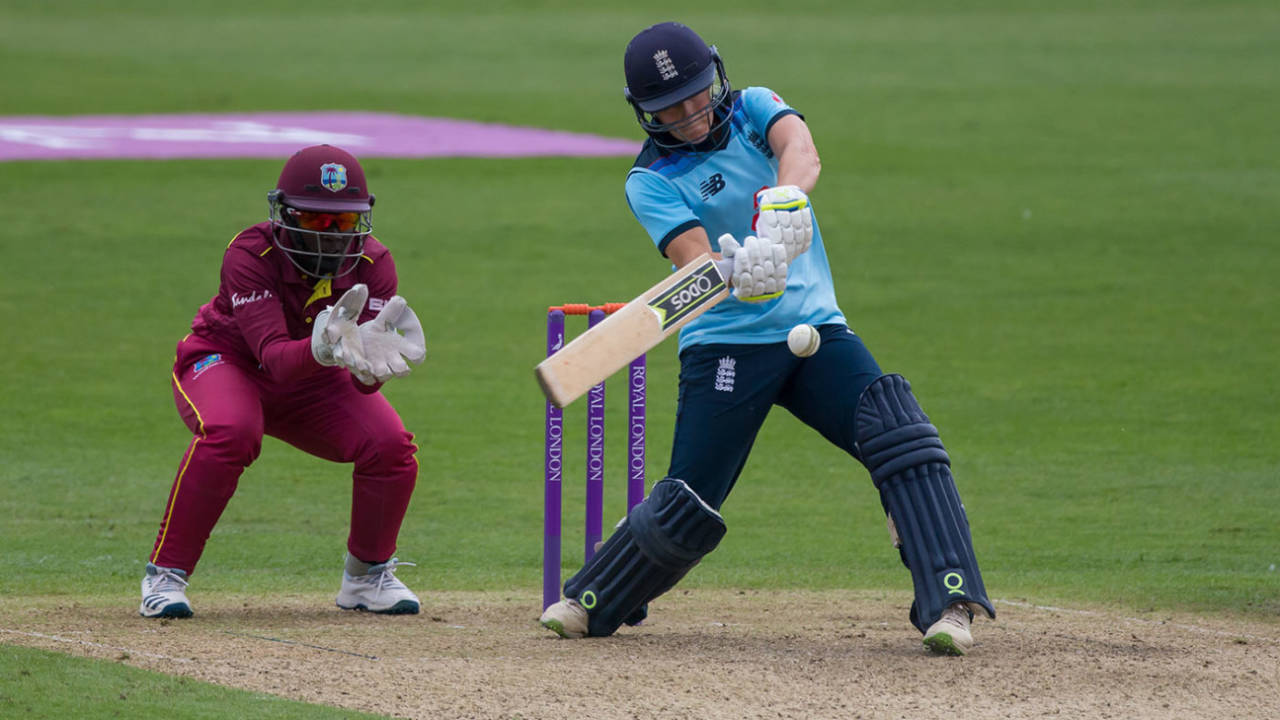 Anya Shrubsole plays into the on side, England v West Indies, 2nd women's ODI, New Road, June 9, 2019