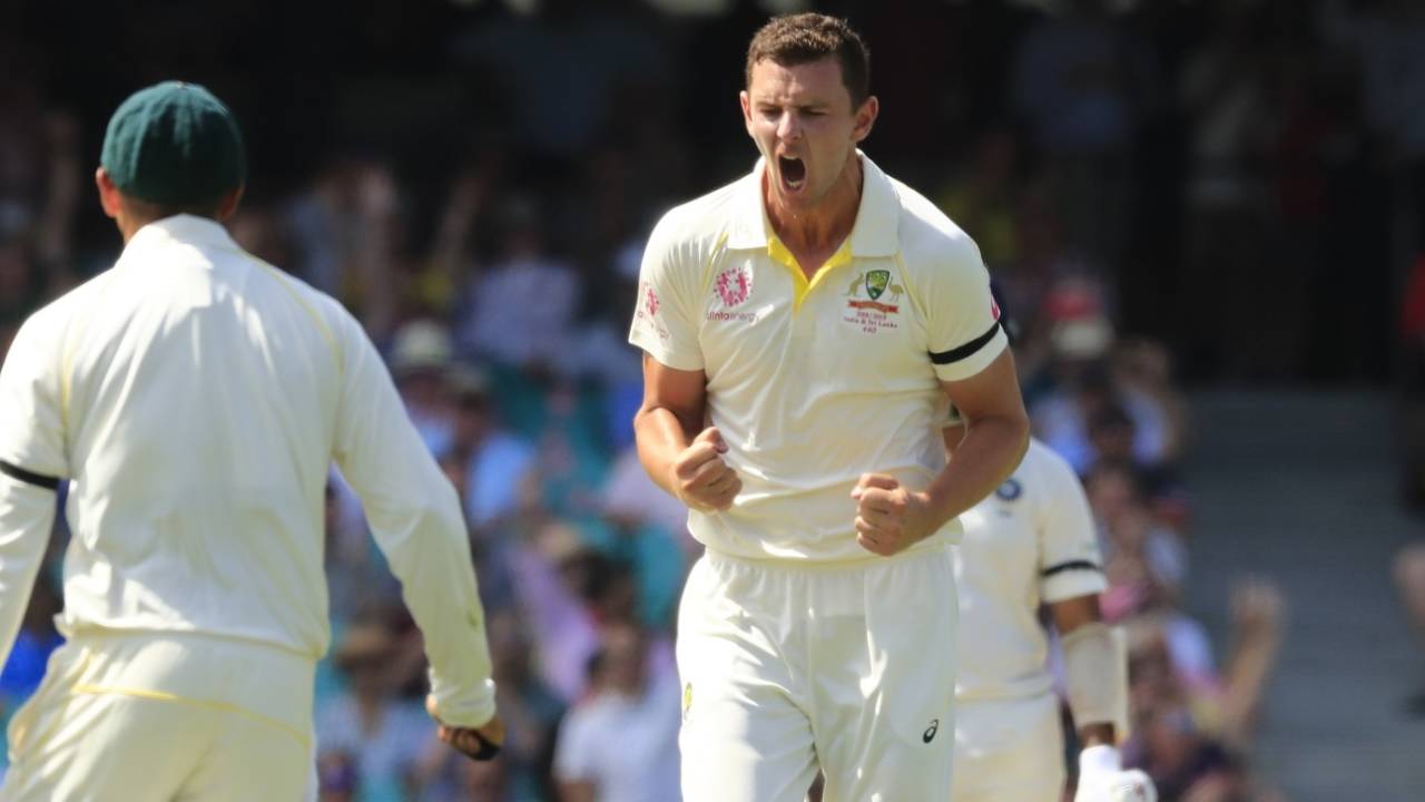 Josh Hazlewood enjoyed Virat Kohli's wicket&nbsp;&nbsp;&bull;&nbsp;&nbsp;Getty Images