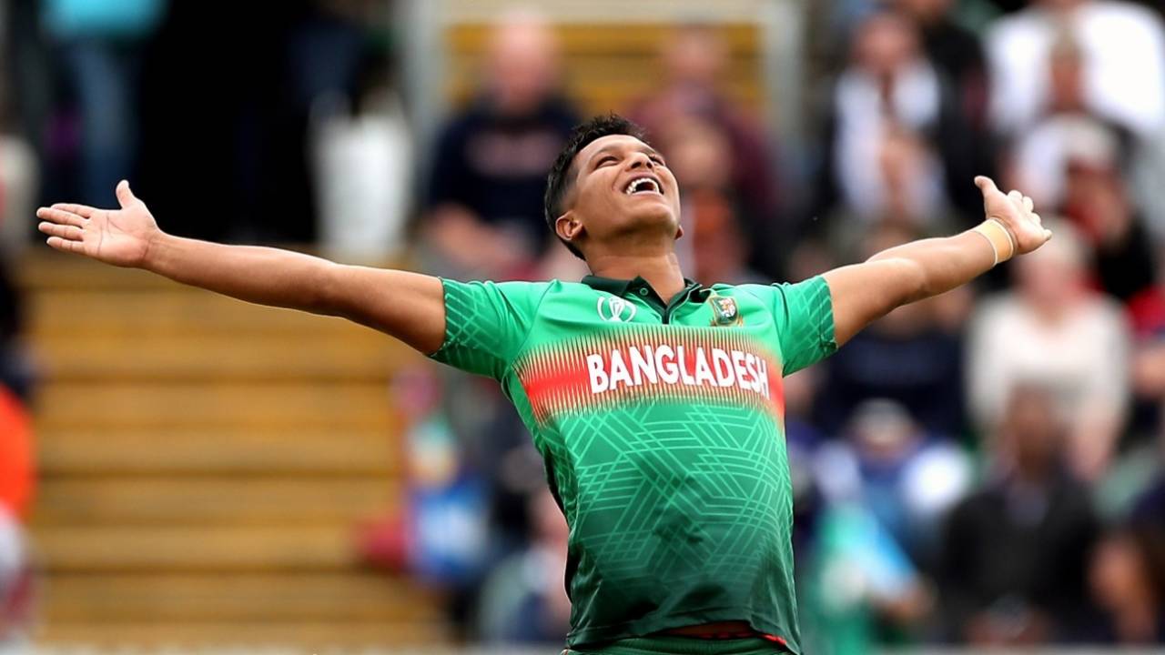 Mohammad Saifuddin celebrates a wicket, Bangladesh v West Indies, World Cup 2019, Taunton, June 17, 2019