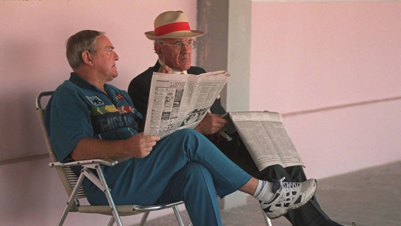 Dennis Silk with Ray Illingworth during the 1996 World Cup&nbsp;&nbsp;&bull;&nbsp;&nbsp;Getty Images