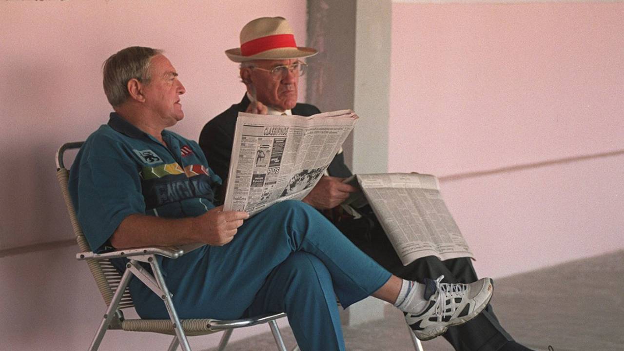 Dennis Silk with Ray Illingworth during the 1996 World Cup