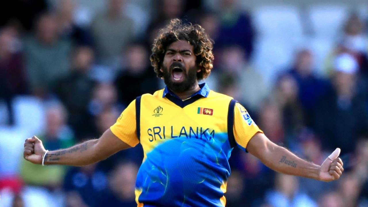Lasith Malinga celebrates the wicket, England v Sri Lanka, World Cup 2019, Headingley, June 21, 2019