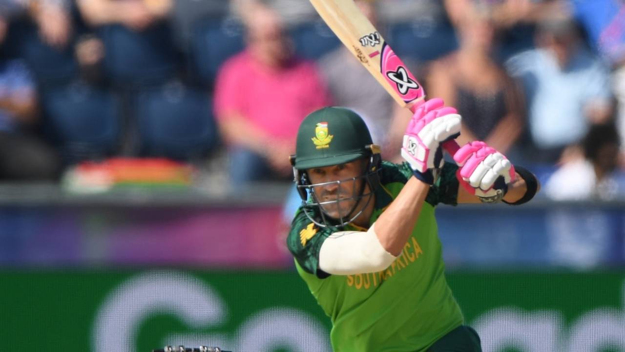 Faf Du Plessis drives it through the offside, South Africa v Sri Lanka, World Cup 2019, Chester-le-Street, June 28, 2019