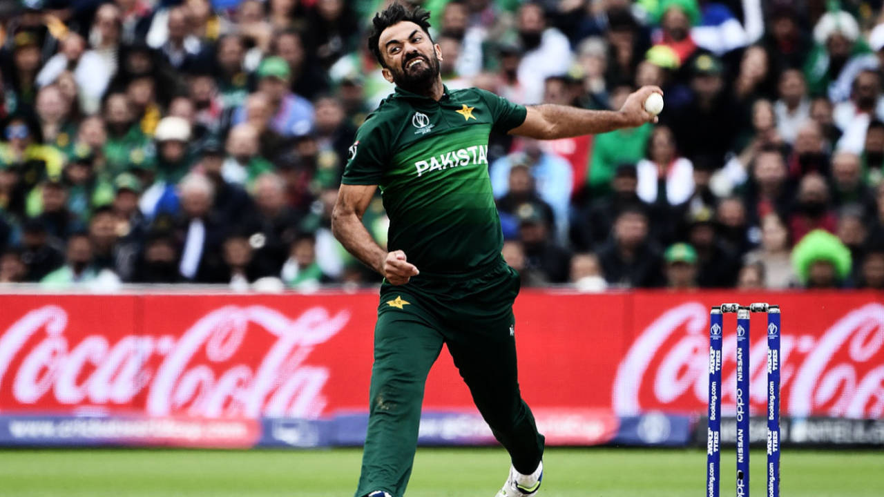 Wahab Riaz bowls, New Zealand v Pakistan, World Cup, Edgbaston, June 26, 2019
