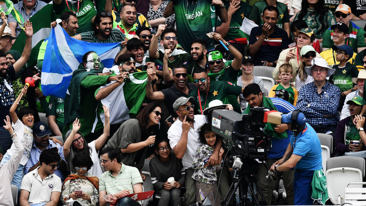 Fans pose for the TV cameras, Pakistan v South Africa, World Cup, Lord's, June 23, 2019