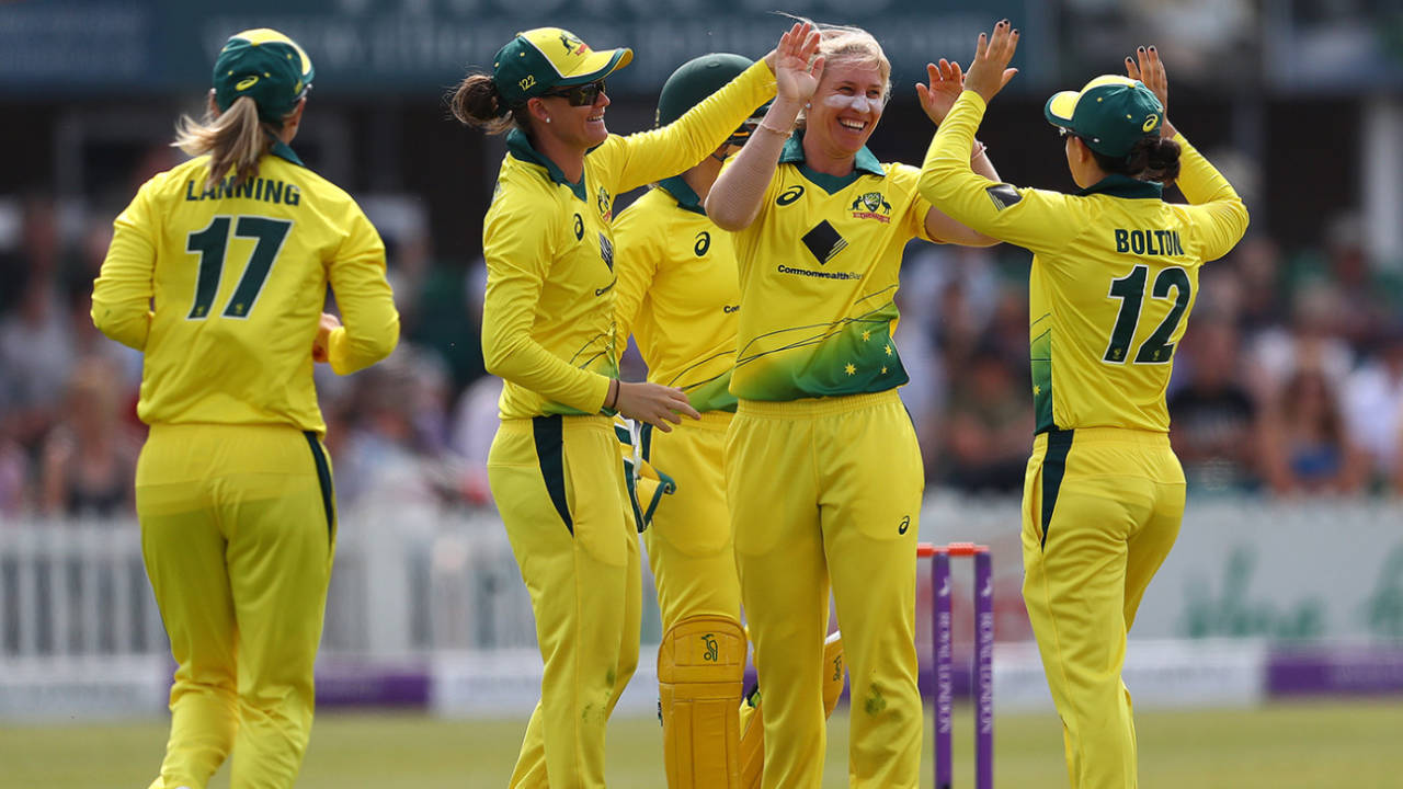 Delissa Kimmince struck in her opening over, England v Australia, 2nd ODI, Leicester, July 04, 2019