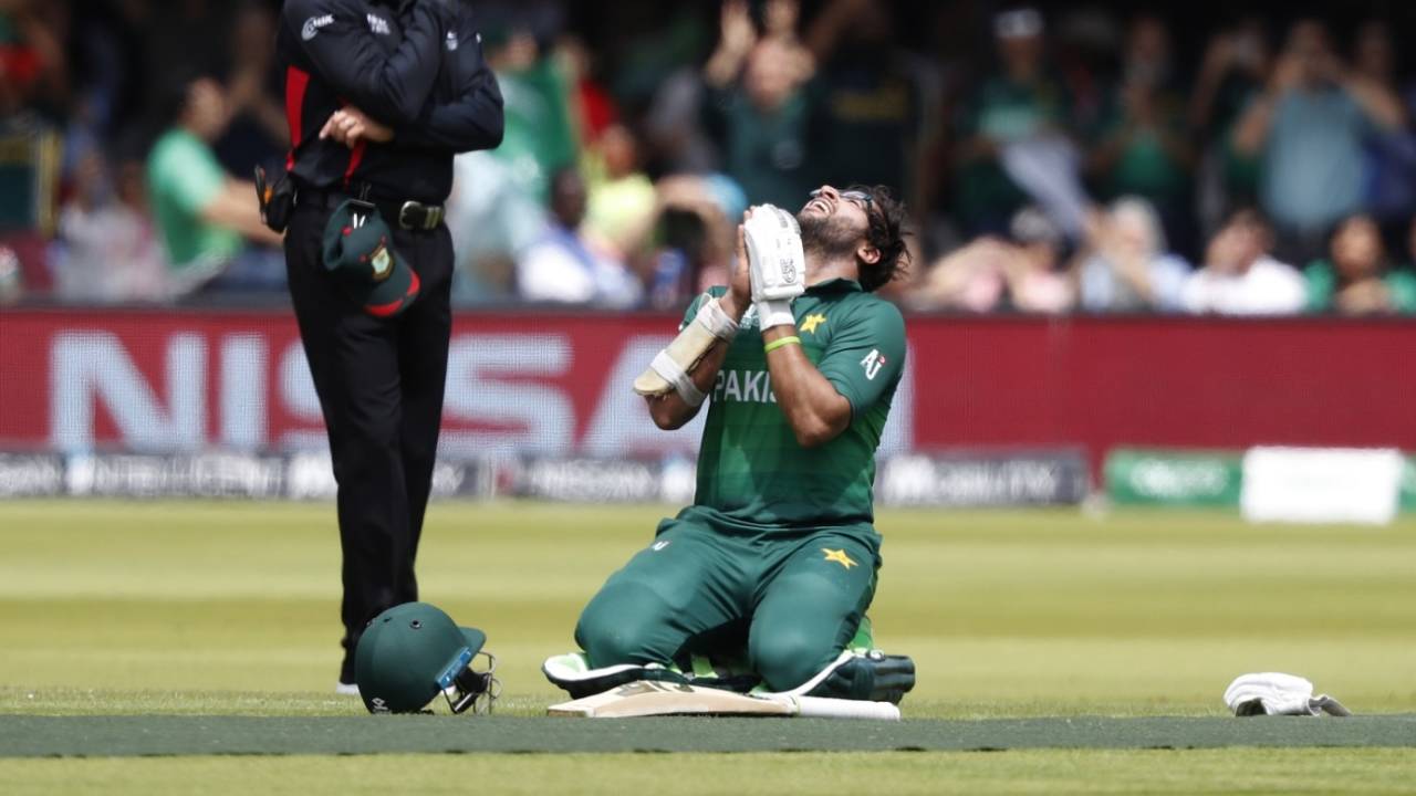 Imam-ul-Haq falls to his knees in prayer after reaching a century, Bangladesh v Pakistan, World Cup 2019, Lord's, July 5, 2019