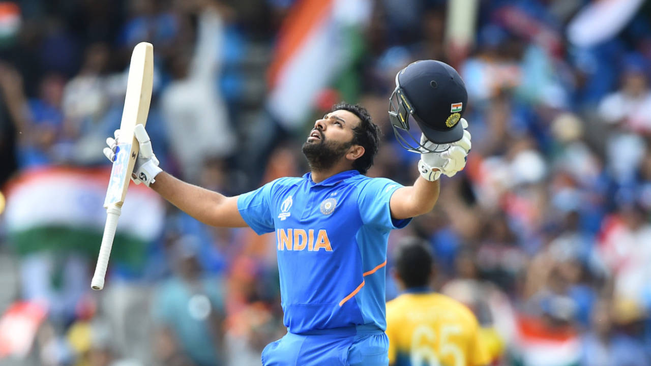 Rohit Sharma becomes the first player to hit five centuries in a single World Cup, India v Sri Lanka, World Cup 2019, Leeds, July 6, 2019