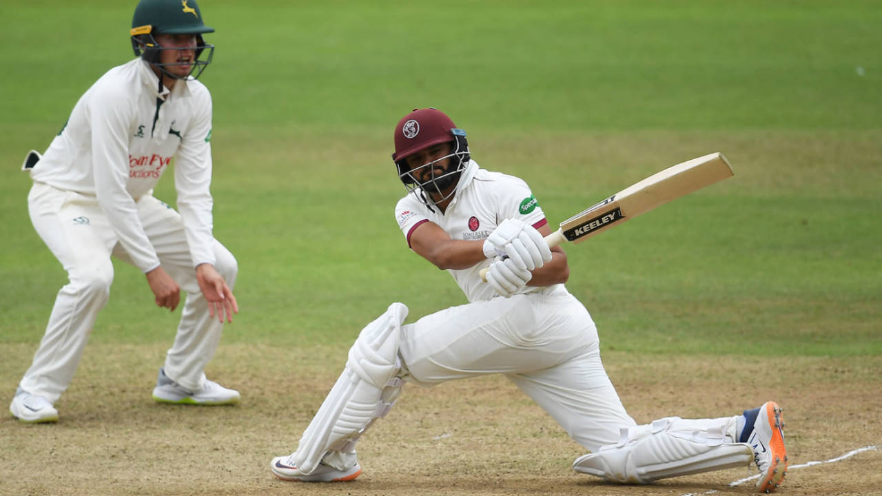 Azhar Ali gets down to sweep, Somerset v Nottinghamshire, County Championship, 3rd day, July 9, 2019