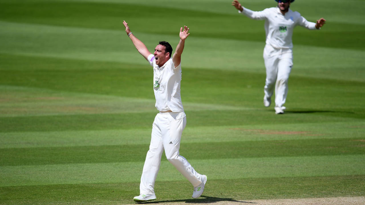 Kyle Abbott appeals for a wicket, Somerset v Hampshire, County Championship Division One, Taunton, July 02, 2019